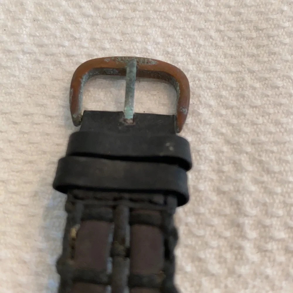 Fossil Black Silver Vintage Water Resistant Watch Original Woven Leather Strap